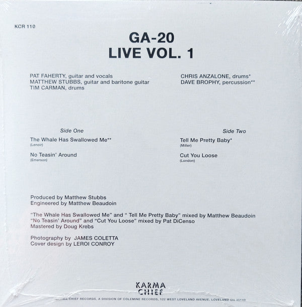 GA-20 Live Vol. 1 Karma Chief Records, Karma Chief Records 7", Ltd, Tea Mint (M) Mint (M)