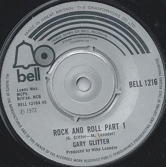 Gary Glitter Rock And Roll Part 1 Bell Records 7", Single, Kno Very Good Plus (VG+) Generic