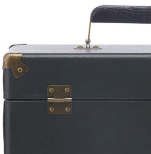 GPO Retro SWB18GB 12 " Vinyl Record Case 35 Count Capacity Removable Lid - Rustic Green with Black Interior) |