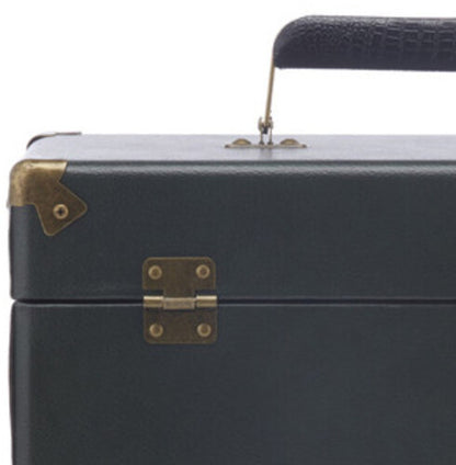 GPO Retro SWB18GB 12 " Vinyl Record Case 35 Count Capacity Removable Lid - Rustic Green with Black Interior) |