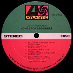 Graham Nash Songs For Beginners Atlantic LP, Album, Mon Very Good Plus (VG+) Very Good Plus (VG+)