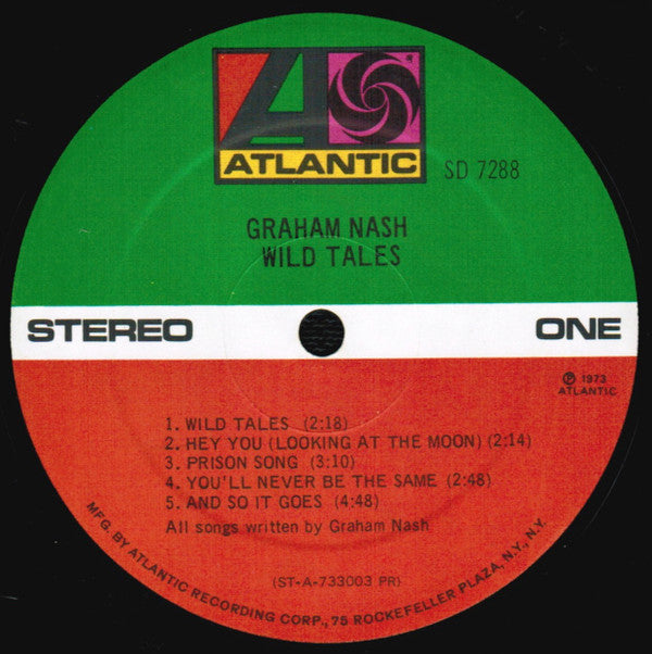 Graham Nash Wild Tales Atlantic LP, Album, PR Near Mint (NM or M-) Near Mint (NM or M-)