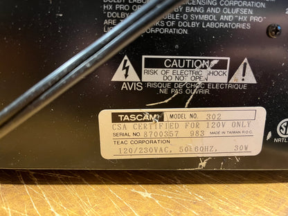 TASCAM 302 DUAL CASSETTE DECK - TESTED - WORKS! | -