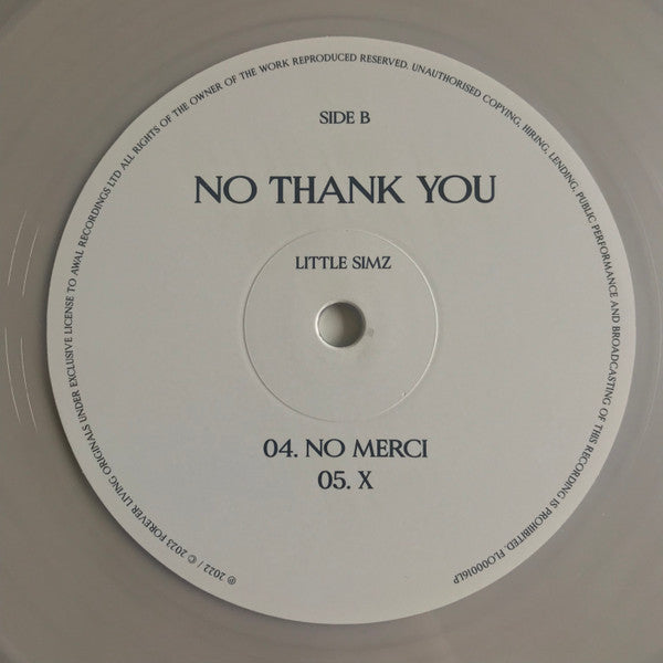 Little Simz - No Thank You (2xCLEAR VINYL) | Mint (M) Mint (M) - HIP HOP *NEW/COLOR*