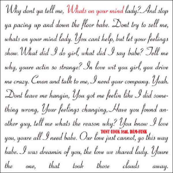 Cook, Tony - The Rap ft. the Kids / What's On Your Mind ft Tevell - 7" | - HIP HOP *NEW*
