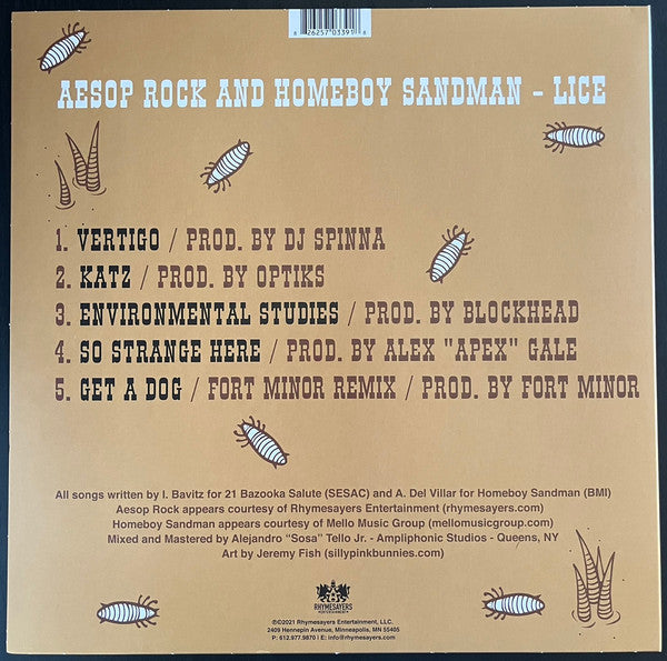 Aesop Rock & Homeboy Sandman - Lice | Mint (M) Mint (M) - HIP HOP/RAP *SEALED*