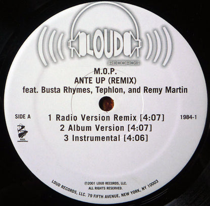M.O.P. - Ante Up (Remix)(VINYL 12" LOUD 1984-1 2001) | Excellent+ (EX+) Near Mint (NM) - HIP HOP / USED *EXCELLENT+*