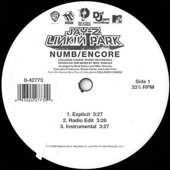 Jay-Z / Linkin Park - Numb / Encore (VINYL 12" ROC-A-FELLA 0-42773 2004) | USED Near Mint- (NM-) Excellent (EX) - HIP HOP / USED *NEAR MINT-*