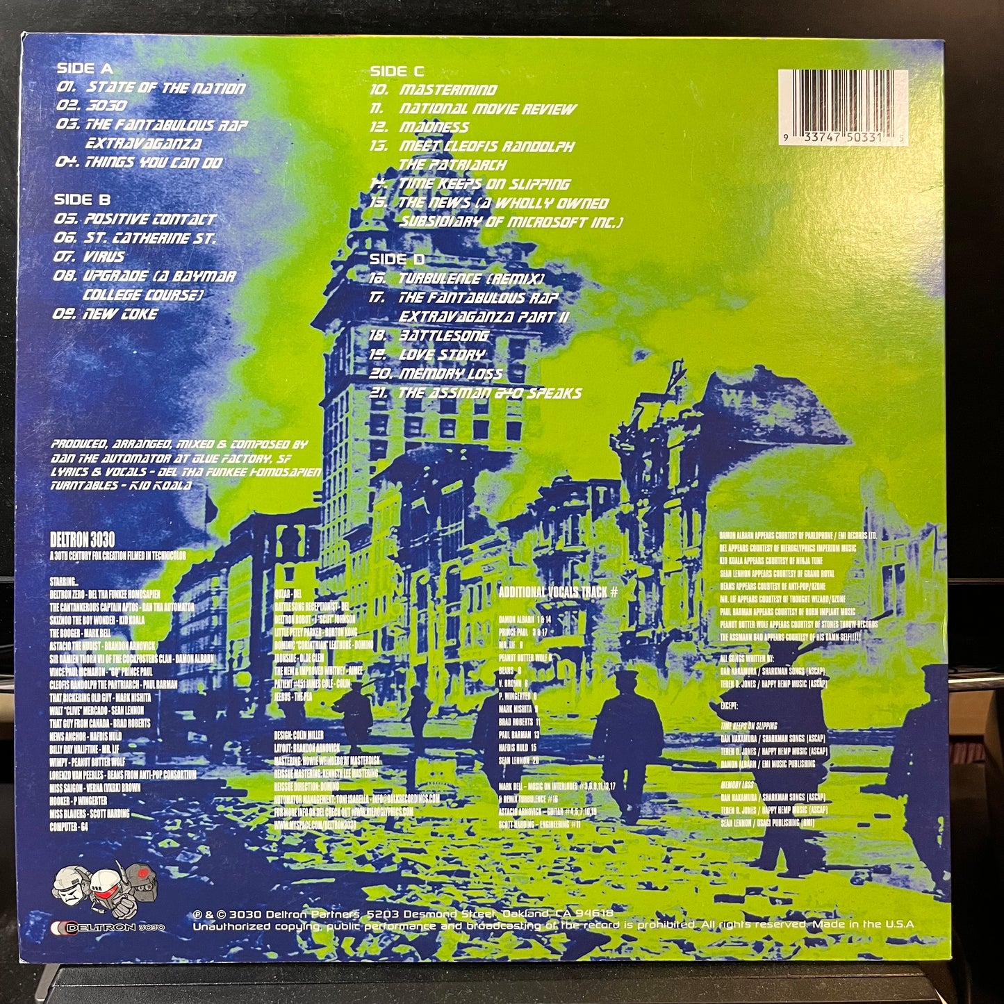 Deltron 3030 - Deltron 3030 (VINYL 2xLP) | USED Near Mint- (NM-) Near Mint (NM or M-) - HIP HOP / USED *NEAR MINT-*