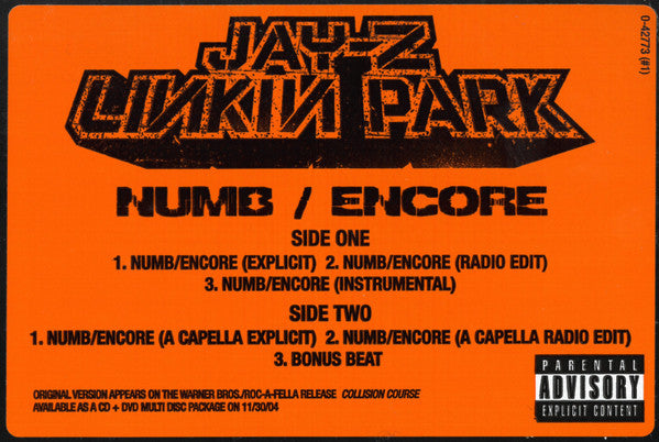 Jay-Z / Linkin Park - Numb / Encore (VINYL 12" ROC-A-FELLA 0-42773 2004) | USED Near Mint- (NM-) Excellent (EX) - HIP HOP / USED *NEAR MINT-*