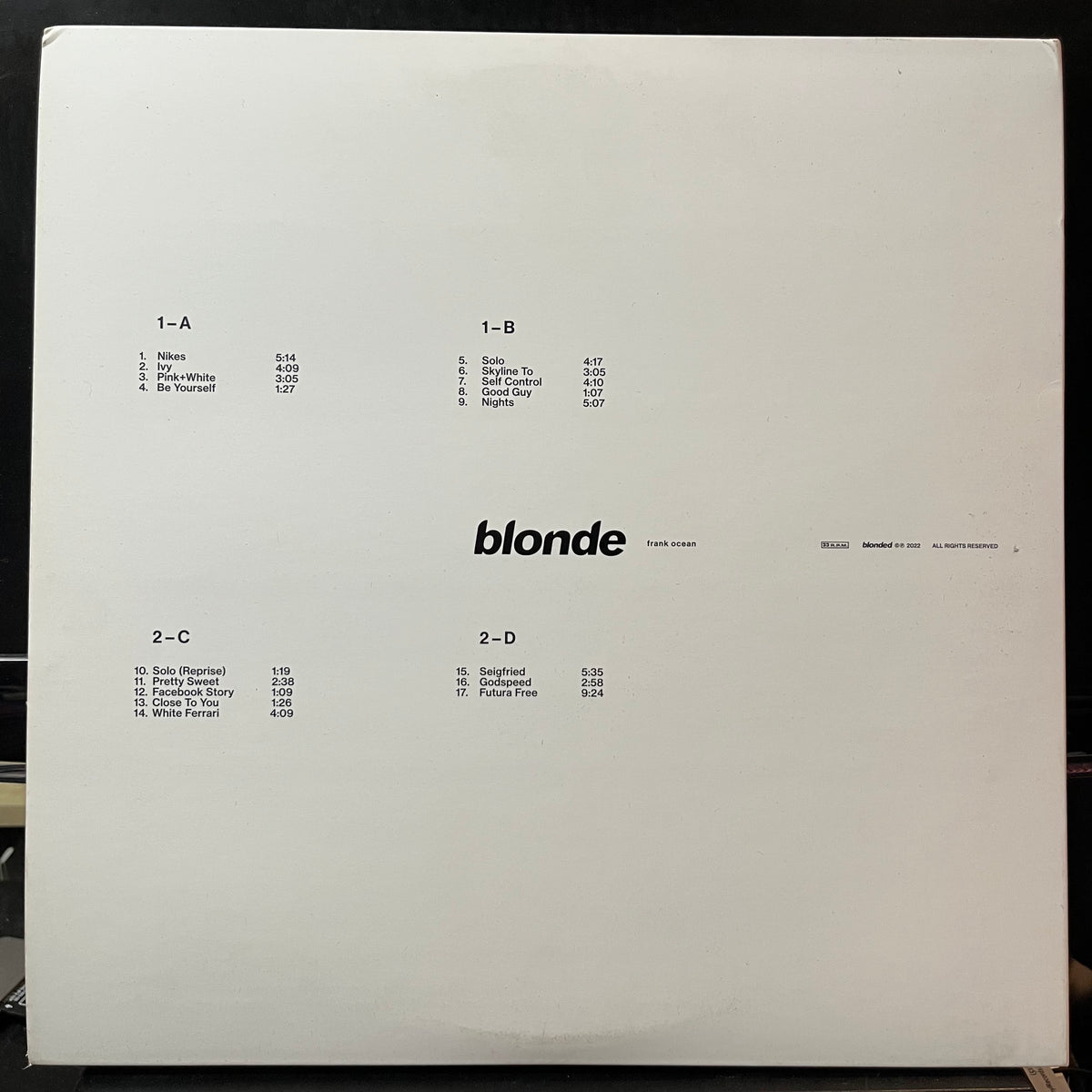 Frank Ocean - Blonde (VINYL 2xLP) | USED Near Mint- (NM-) Near Mint (NM or M-) - HIP HOP / USED *NEAR MINT-*