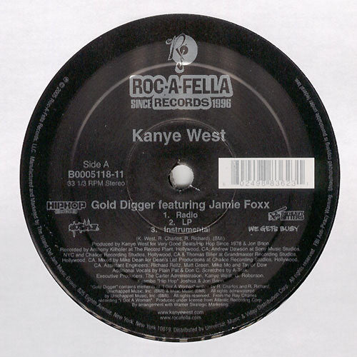 Kanye West - Gold Digger (VINYL 12" ROC-A-FELLA B0005118-11 2005) | Near Mint (NM or M-) Near Mint (NM) - HIP HOP / USED *NEAR MINT*