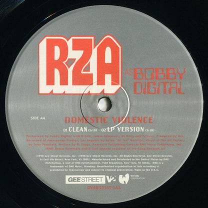RZA as Bobby Digital - N.Y.C. Everything / Domestic Violence (VINYL 12" GEE STREET GVAB 33551-1 1999) | USED Near Mint (NM or M-) Excellent+ (EX+) - HIP HOP / USED *NEAR MINT*