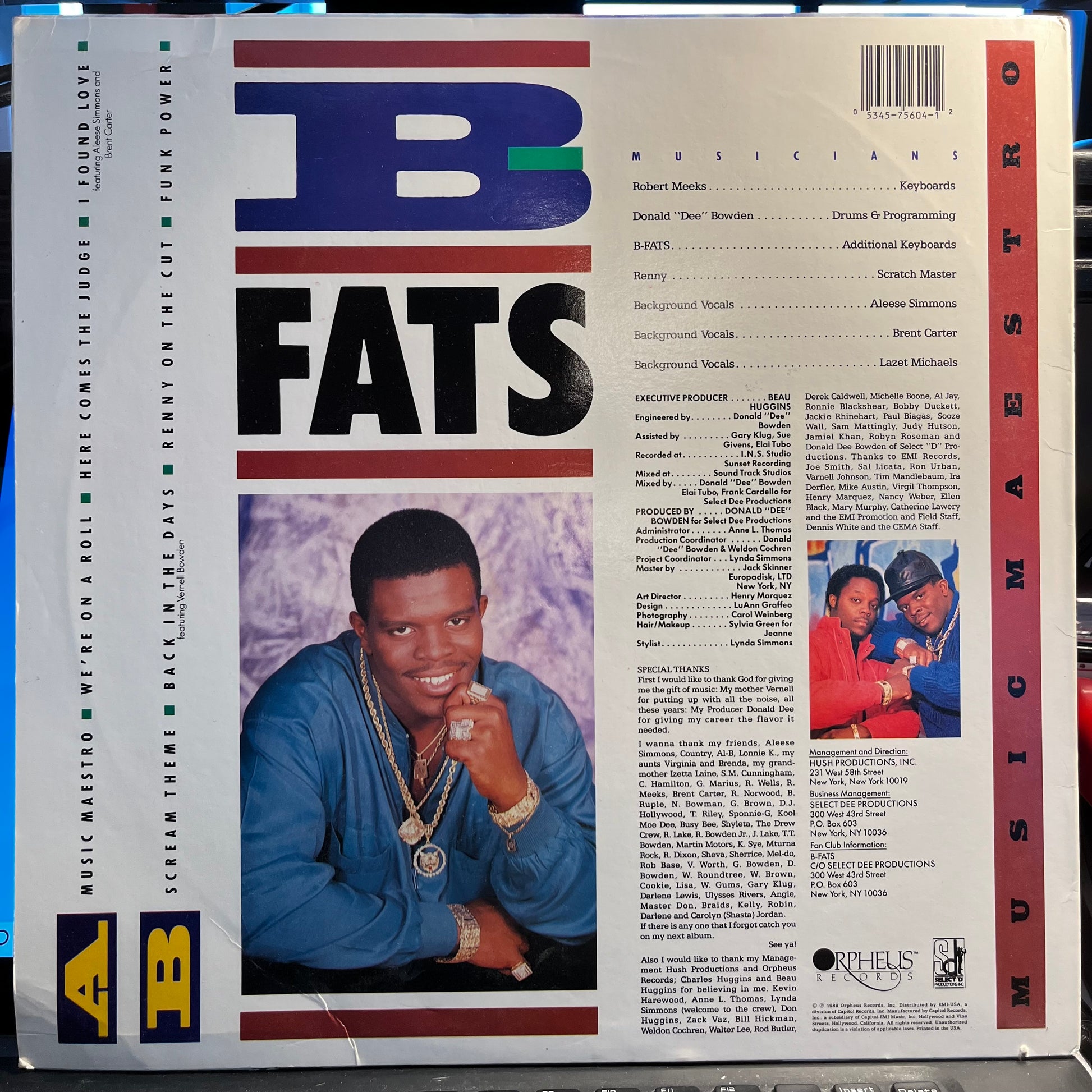 B-Fats - Music Maestro | Near Mint (NM) Excellent (EX) - HIP HOP / USED *NEAR MINT*