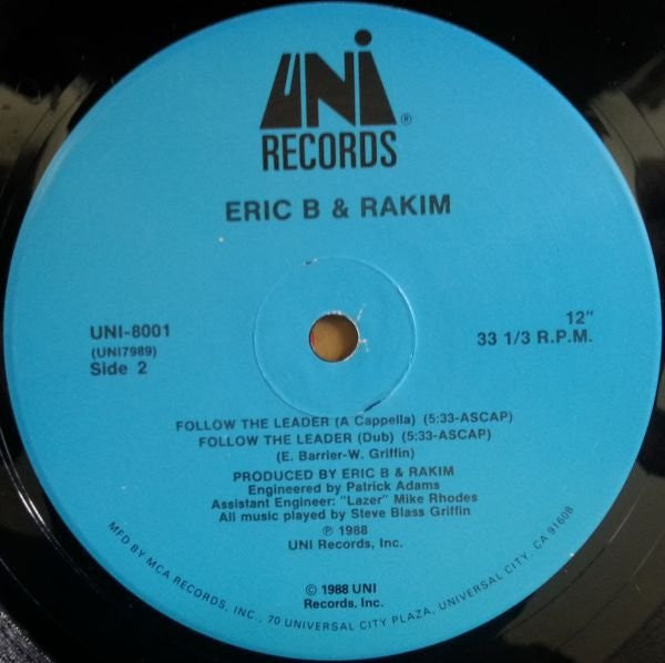 Eric B. & Rakim - Follow The Leader (VINYL 12" UNI UNI-8001 1988) | USED Near Mint (NM or M-) Near Mint (NM) - HIP HOP / USED *NEAR MINT*