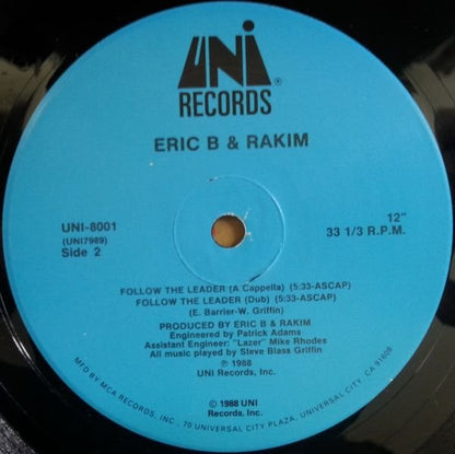 Eric B. & Rakim - Follow The Leader (VINYL 12" UNI UNI-8001 1988) | USED Near Mint (NM or M-) Near Mint (NM) - HIP HOP / USED *NEAR MINT*