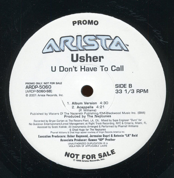U Don't Have To Call VINYL) | Near Mint (NM) Generic - HIP HOP / USED *NEAR MINT*