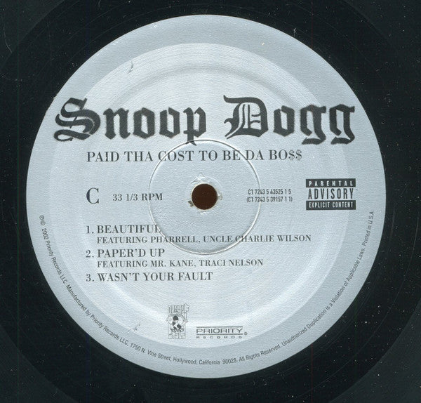 Snoop Dogg - Paid Tha Cost To Be Da Bo$ (VINYL 3xLP DOGGY STYLE 7243 5 39157 1 1 2002) | USED Near Mint (NM or M-) Excellent (EX) - HIP HOP / USED *NEAR MINT*