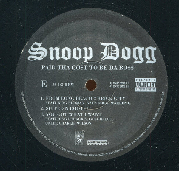 Snoop Dogg - Paid Tha Cost To Be Da Bo$ (VINYL 3xLP DOGGY STYLE 7243 5 39157 1 1 2002) | USED Near Mint (NM or M-) Excellent (EX) - HIP HOP / USED *NEAR MINT*