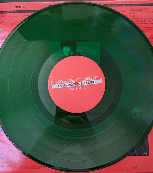 Post Malone - Hollywood's Bleeding (TRANSLUCENT GREEN VINYL 2xLP) | USED - HIP HOP / USED *NEAR MINT*
