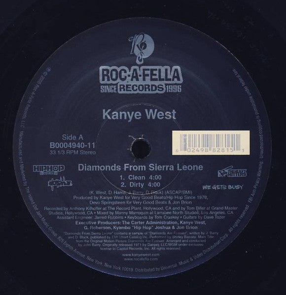 Kanye West - Diamonds From Sierra Leone (VINYL 12" SINGLE ROC-A-FELLA B0004940-11 2005) | Near Mint (NM or M-) Near Mint (NM) - HIP HOP / USED *NEAR MINT*