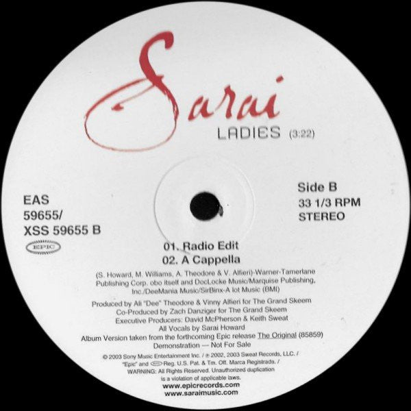 Sarai - Ladies | Near Mint (NM) Generic - HIP HOP / USED *NEAR MINT*