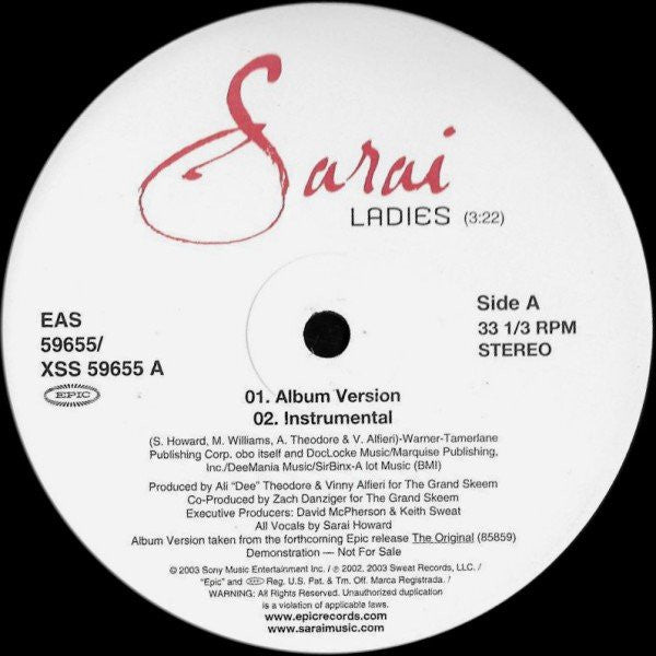Sarai - Ladies | Near Mint (NM) Generic - HIP HOP / USED *NEAR MINT*