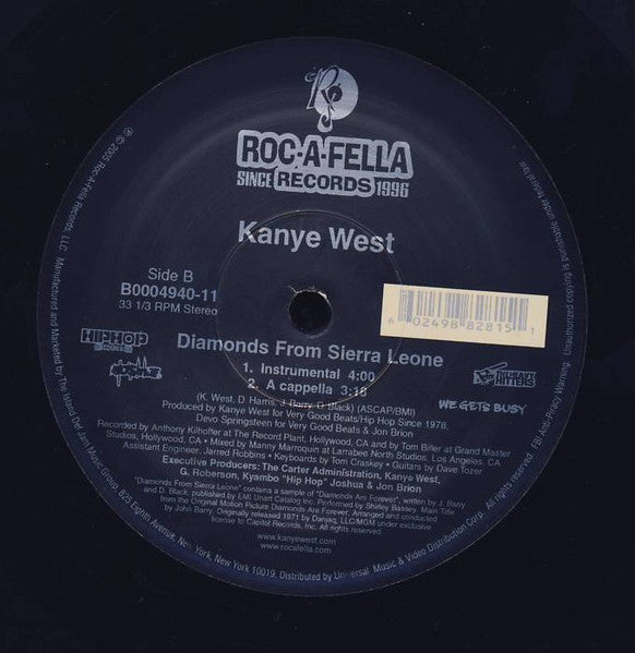 Kanye West - Diamonds From Sierra Leone (VINYL 12" SINGLE ROC-A-FELLA B0004940-11 2005) | Near Mint (NM or M-) Near Mint (NM) - HIP HOP / USED *NEAR MINT*