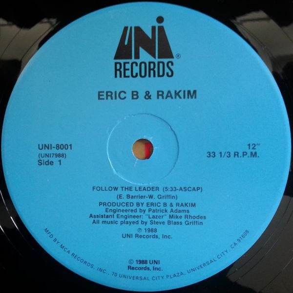 Eric B. & Rakim - Follow The Leader (VINYL 12" UNI UNI-8001 1988) | USED Near Mint (NM or M-) Near Mint (NM) - HIP HOP / USED *NEAR MINT*