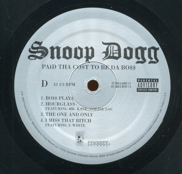 Snoop Dogg - Paid Tha Cost To Be Da Bo$ (VINYL 3xLP DOGGY STYLE 7243 5 39157 1 1 2002) | USED Near Mint (NM or M-) Excellent (EX) - HIP HOP / USED *NEAR MINT*