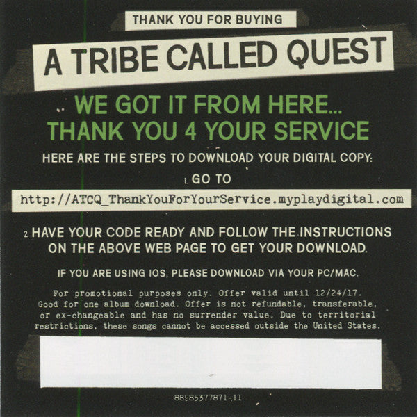 A Tribe Called Quest - We Got It From Here…. Thank You 4 Your Service (VINYL 2xLP) | USED Near Mint (NM or M-) Near Mint (NM or M-) - HIP HOP / USED *NEAR MINT*