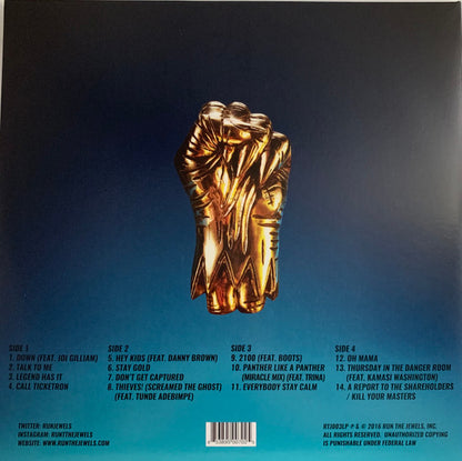 Run The Jewels - Run The Jewels 3 (GOLD VINYL 2xLP) | USED Near Mint (NM or M-) Excellent+ (EX+) - HIP HOP / USED *NEAR MINT*