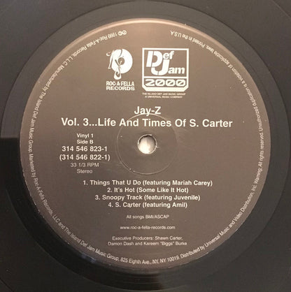 Jay-Z - Vol. 3... Life And Times Of S. Carter (VINYL LP *RECORD 1 ONLY* DEF JAM 2000 314 546 822-1 1999) | Very Good Plus (VG+) Generic - HIP HOP / USED *VERY GOOD+*