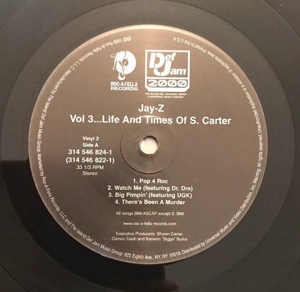 Jay-Z - Vol. 3... Life And Times Of S. Carter (VINYL LP *RECORD 1 ONLY* DEF JAM 2000 314 546 822-1 1999) | Very Good Plus (VG+) Generic - HIP HOP / USED *VERY GOOD+*