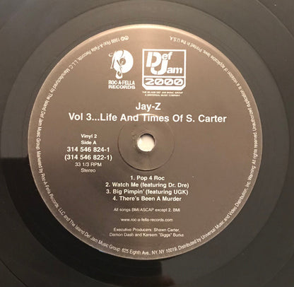 Jay-Z - Vol. 3... Life And Times Of S. Carter (VINYL LP *RECORD 1 ONLY* DEF JAM 2000 314 546 822-1 1999) | Very Good Plus (VG+) Generic - HIP HOP / USED *VERY GOOD+*