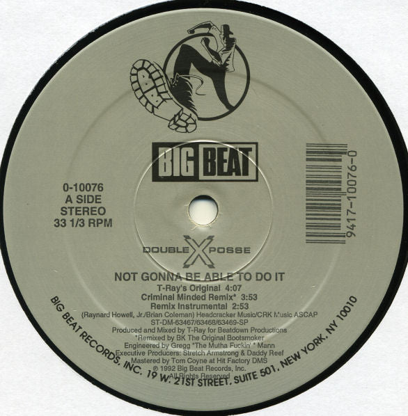 Double XX Posse - Not Gonna Be Able To Do It (VINYL) | Very Good Plus (VG+) Excellent (EX) - HIP HOP / USED *VERY GOOD+*