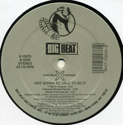 Double XX Posse - Not Gonna Be Able To Do It (VINYL) | Very Good Plus (VG+) Excellent (EX) - HIP HOP / USED *VERY GOOD+*