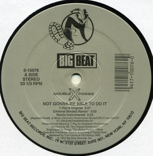 Double XX Posse - Not Gonna Be Able To Do It (VINYL) | Very Good Plus (VG+) Excellent (EX) - HIP HOP / USED *VERY GOOD+*