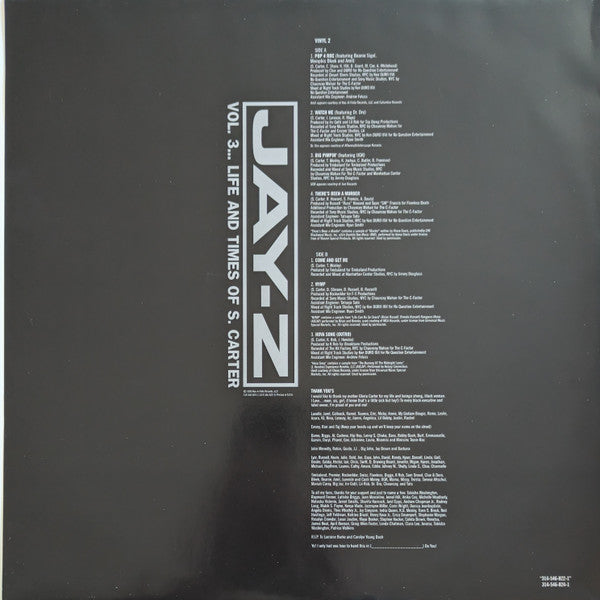 Jay-Z - Vol. 3... Life And Times Of S. Carter (VINYL LP *RECORD 1 ONLY* DEF JAM 2000 314 546 822-1 1999) | Very Good Plus (VG+) Generic - HIP HOP / USED *VERY GOOD+*