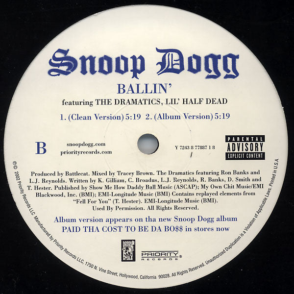 Beautiful / Ballin' (12" VINYL) | Very Good (VG) Very Good Plus (VG+) - HIP HOP / USED *VERY GOOD*