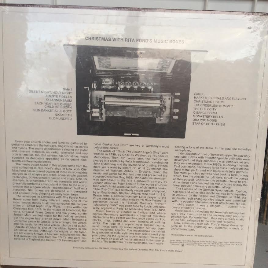 Christmas With Rita Ford's Music Boxes (VINYL) | Mint (M) Near Mint (NM) - HOLIDAY *SEALED*