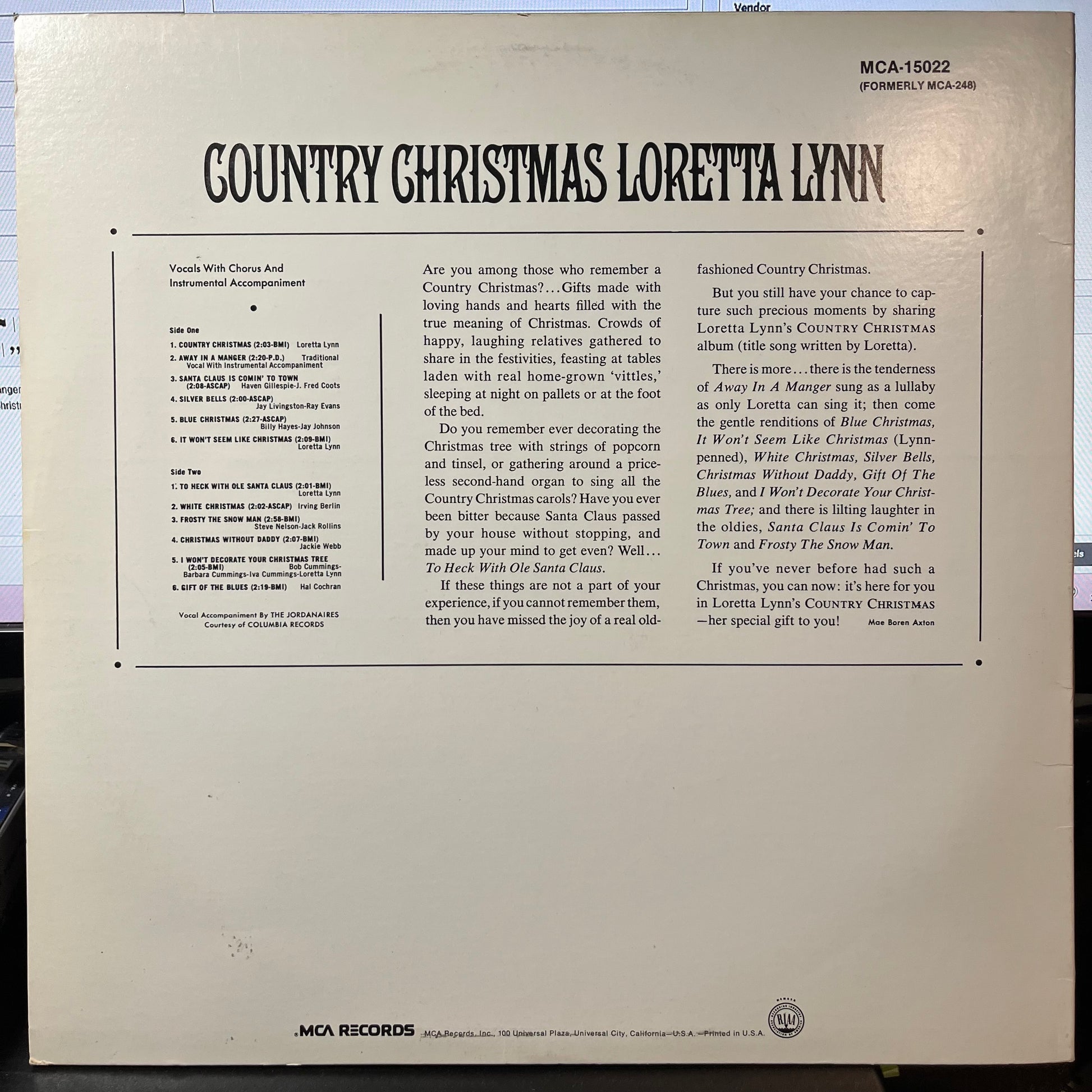 Country Christmas (VINYL) | Excellent+ (EX+) Near Mint (NM or M-) - HOLIDAY / USED *EXCELLENT+*