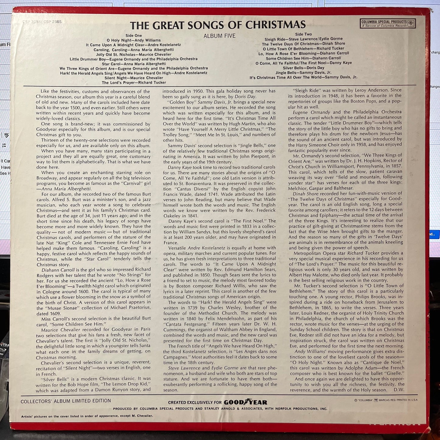 The Great Songs Of Christmas, Album Five (VINYL) | Excellent+ (EX+) Excellent+ (EX+) - HOLIDAY / USED *EXCELLENT+*