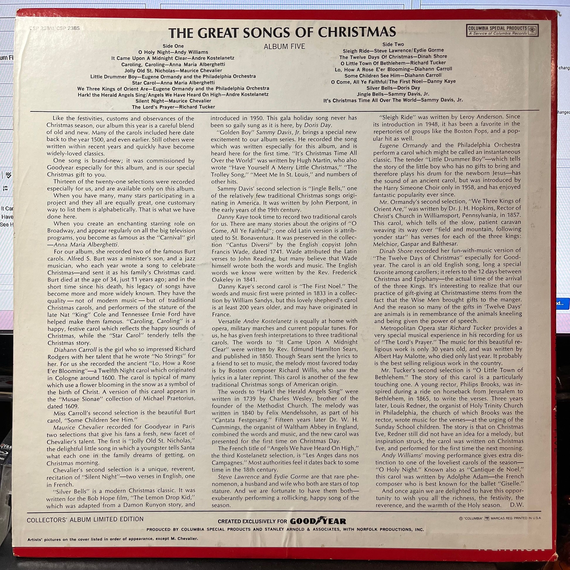 The Great Songs Of Christmas, Album Five (VINYL) | Excellent+ (EX+) Excellent+ (EX+) - HOLIDAY / USED *EXCELLENT+*