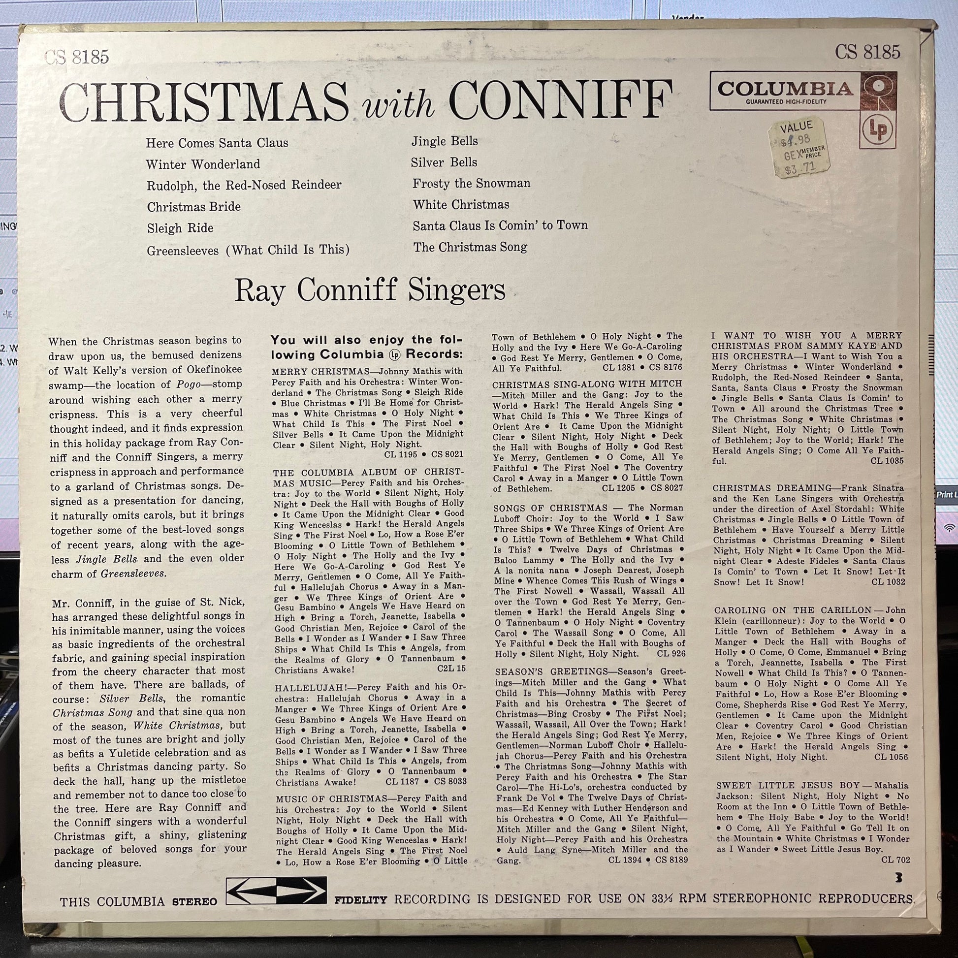 Christmas With Conniff (VINYL) | Excellent (EX) Excellent (EX) - HOLIDAY / USED *EXCELLENT*