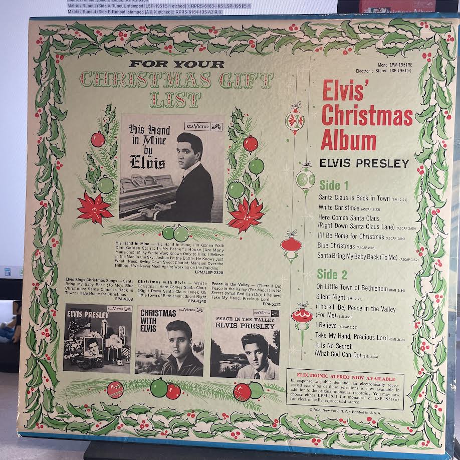 Elvis Presley - Elvis' Christmas Album (VINYL) | Excellent (EX) Very Good Plus (VG+) - HOLIDAY / USED *EXCELLENT*