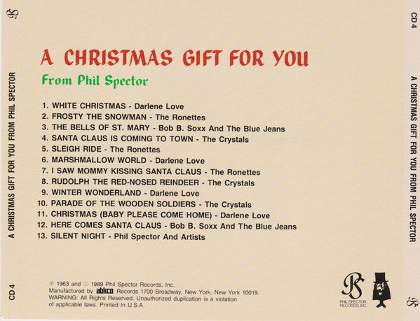 A Christmas Gift For You From Phil Spector (CD) | Excellent (EX) Excellent+ (EX+) - HOLIDAY / USED *EXCELLENT*