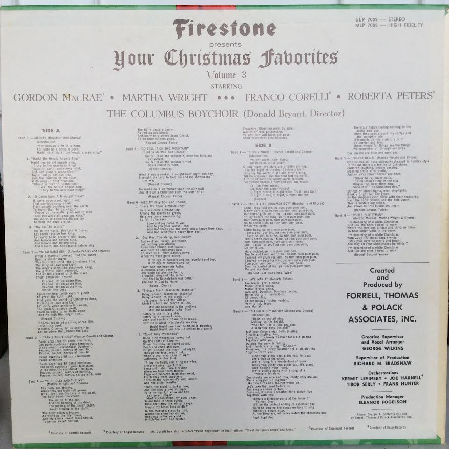 Firestone Presents Your Christmas Favorites Volume 3 (VINYL) | Excellent (EX) Near Mint (NM) - HOLIDAY / USED *EXCELLENT*