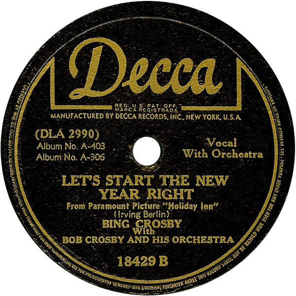 Bing Crosby - White Christmas / Let's Start The New Year Right (10" 78RPM) | Good Plus (G+) Generic - HOLIDAY / USED *GOOD+*