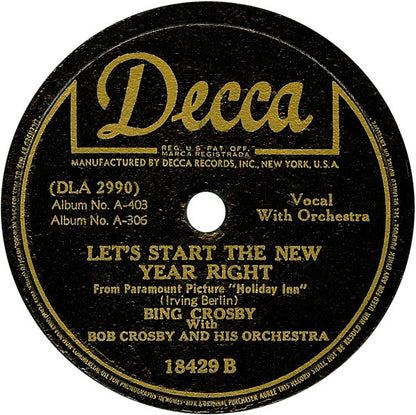 Bing Crosby - White Christmas / Let's Start The New Year Right (10" 78RPM) | Good Plus (G+) Generic - HOLIDAY / USED *GOOD+*